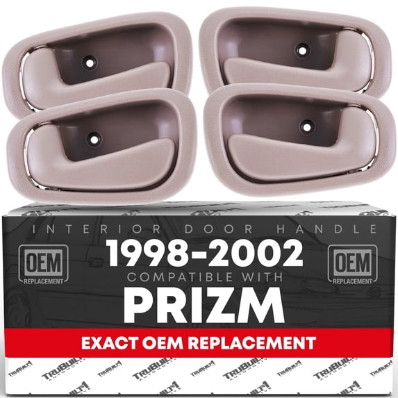 Interior Front/Rear Driver & Passenger Door Handle 4-Piece Set - Compatible with 1998-2002 Toyota Corolla, 98-02 Chevrolet Prizm - Beige - OEM 79500, 80890, 69206-02050-E0, 79501, 80889, 6920502050E0