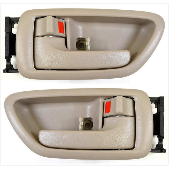 Interior Front/Rear Left Driver Side & Right Passenger Side Pair Set Door Handle Beige for 2001-2007 Toyota Sequoia; 2004-2006 Toyota Tundra - Crew Cab ONLY
