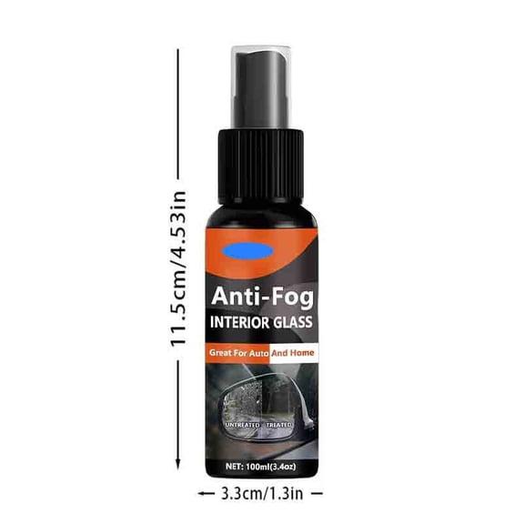 Interior Glass Spray Defogger with Microfiber Towel, Long-Lasting Anti-Fog Agent for Car Wind, Mirrors, Windows, and Home Use, 100ml