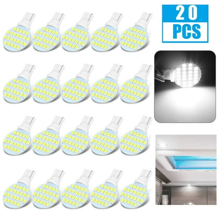 Interior LED Light Bulbs, TSV 20pcs T10 RV Interior 24SMD LED Light Bulbs White, Warm, Super Bright 921 912 922 12V Light Bulb for RV Camper Trailer Motorhome Boat Dome Ceiling Light