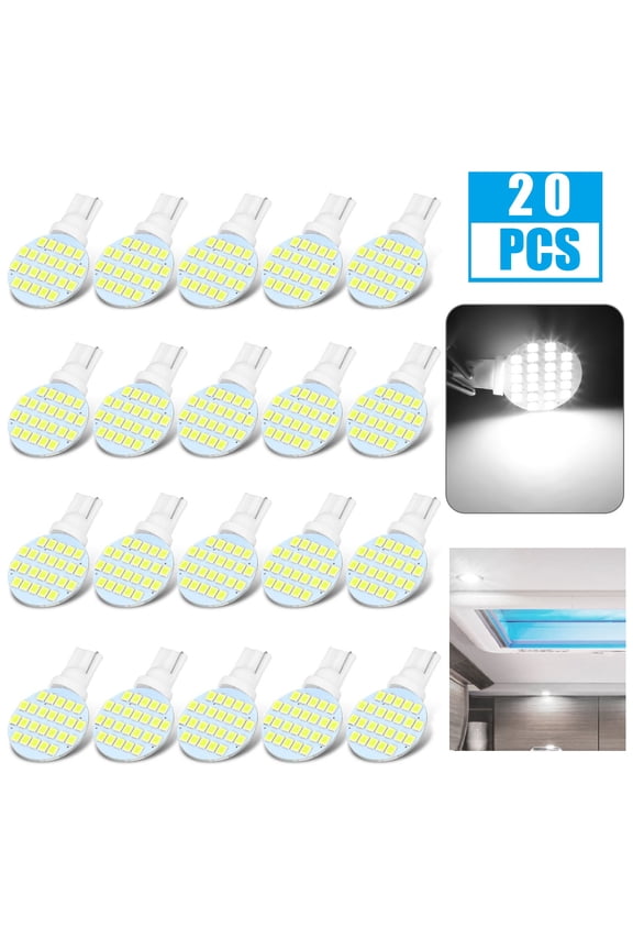 Interior LED Light Bulbs, TSV 20pcs T10 RV Interior 24SMD LED Light Bulbs White, Warm, Super Bright 921 912 922 12V Light Bulb for RV Camper Trailer Motorhome Boat Dome Ceiling Light