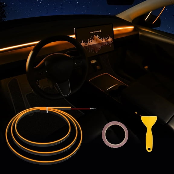 Interior LED Strip Light with 6mm Sewing Edge - 43.3 inches Ambient Lighting Kits, Neon LED Strip Light(110CM/43.3IN, Orange)