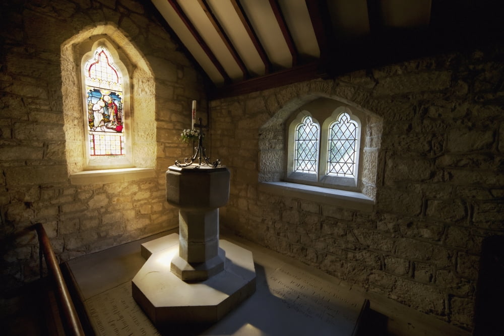 Interior Of A Church Rennington Northumberland England Canvas Art - John Short Design Pics (19 x 12)