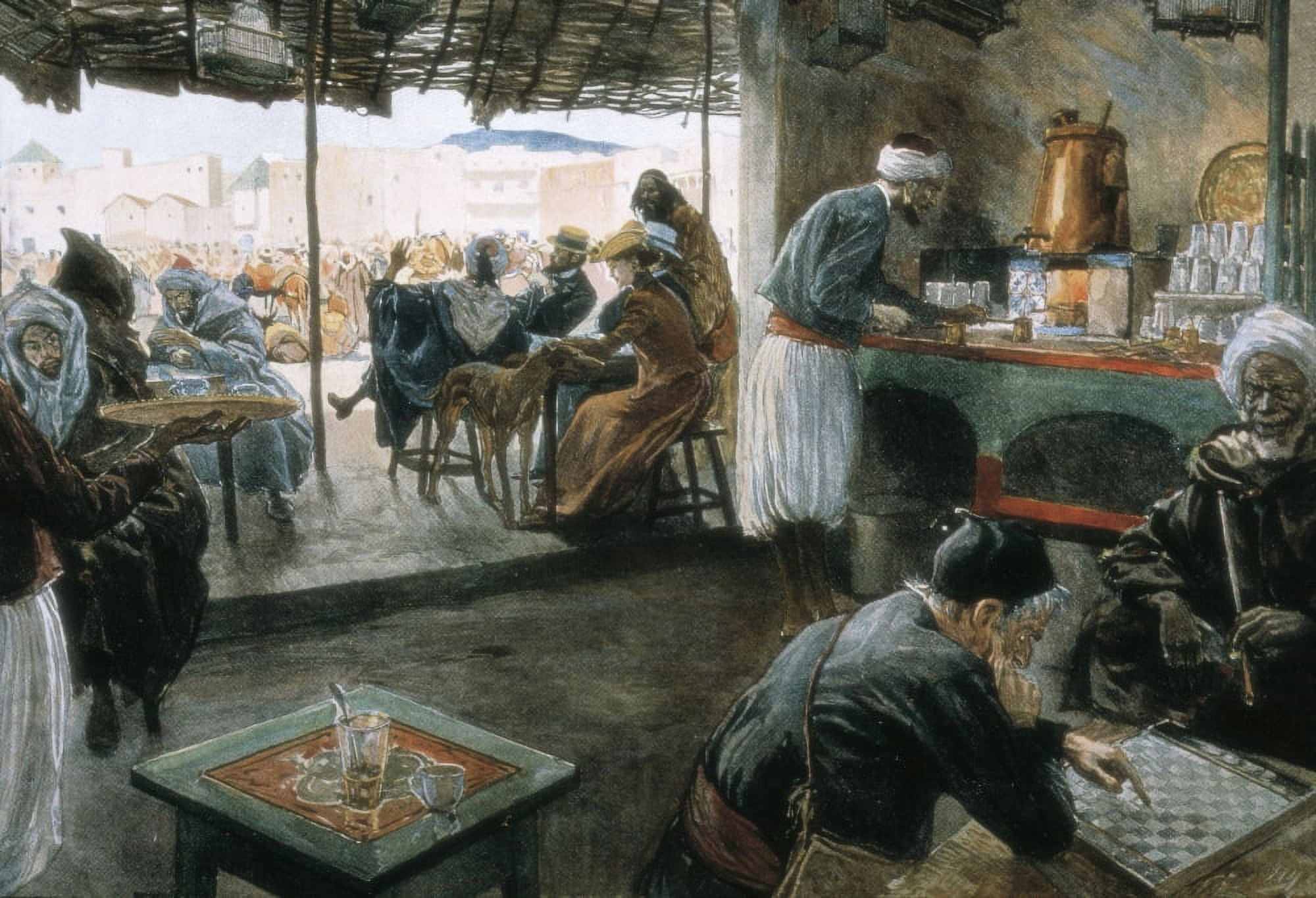 Interior Of A Coffee In A City Of Morocco Canvas Art - (36 x 24)