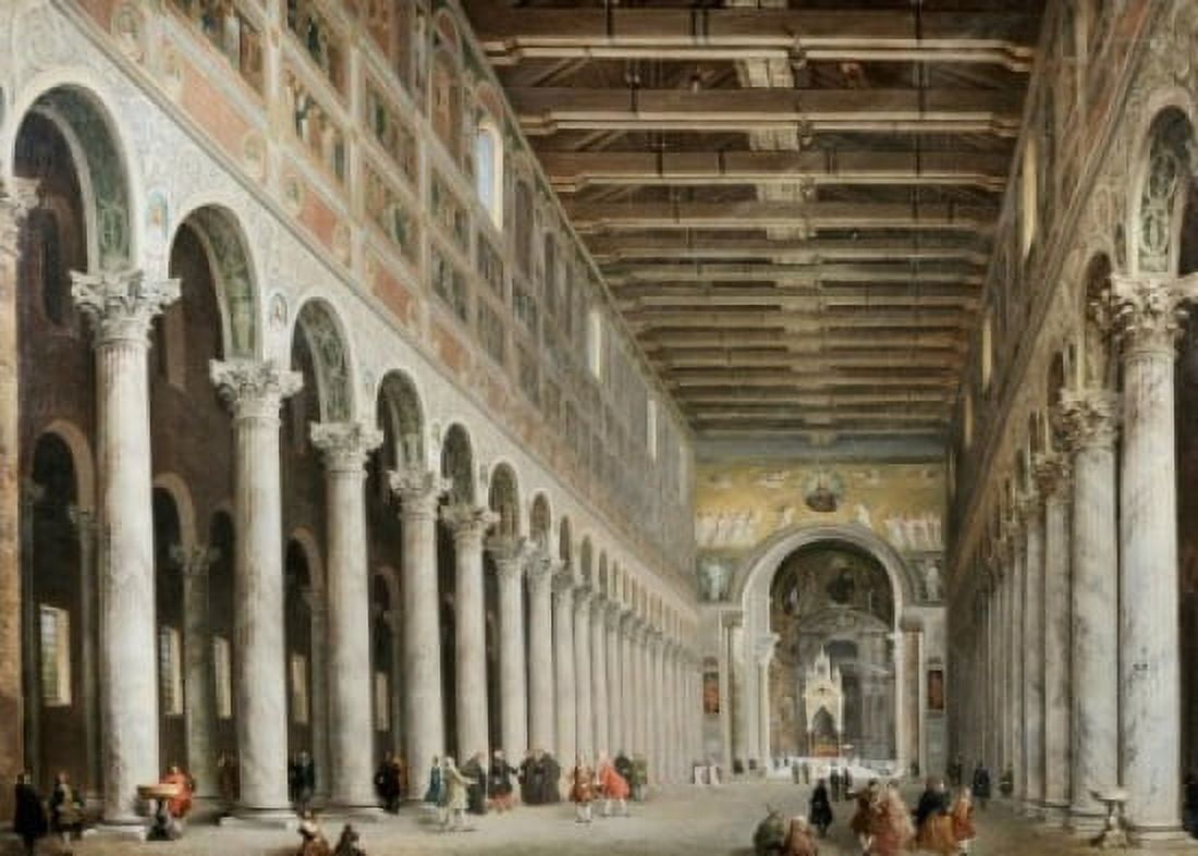 Interior Of San Paolo Fuore Le Mure Rome  Panini Giovanni Paolo(1692-1765 Italian) Canvas Art - Giovanni Paolo (18 x 24)