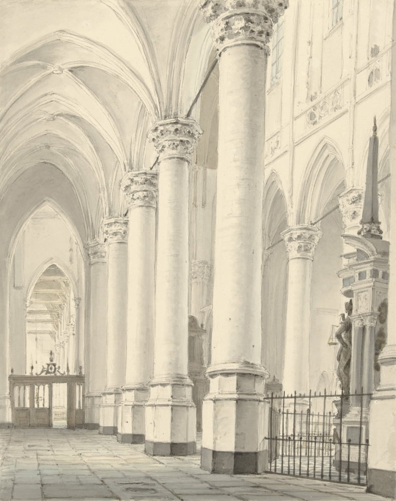 Interior Of The New Church In Delft Canvas Art - (18 x 24)