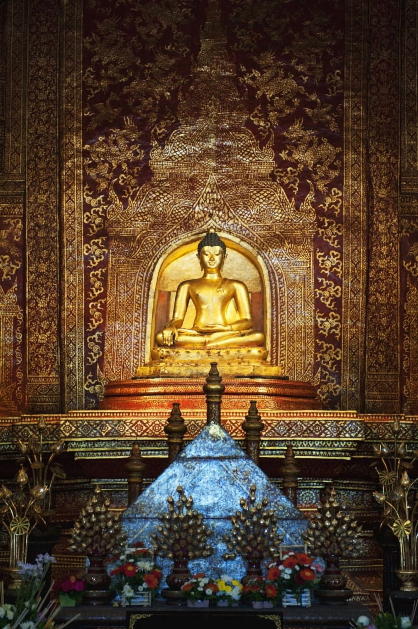 Interior Of Wat Phra Singh Temple Chiang Mai Thailand Canvas Art - Keith Levit Design Pics (24 x 38)
