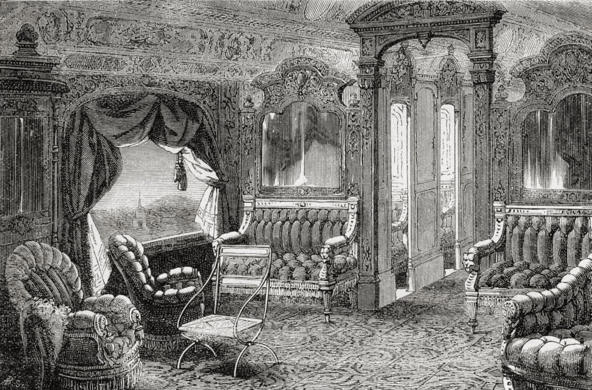 Interior Of A Pullman Palace Railway Carriage In The 19Th Century From El Mundo En La Mano Published 1875 Canvas Art - Ken Welsh Design Pics (18 x 11)