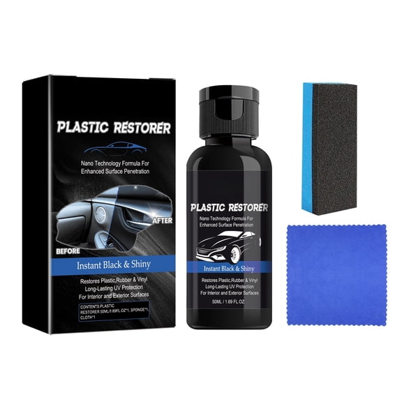 Interior Refresher Cleaning Agent 50ml for Seats and Plastic, Decontamination and Polish, Non-Greasy Formula, Versatile Use, Black 10.3cm