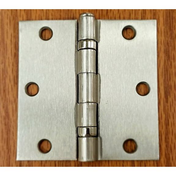 Interior Satin Nickel Ball Bearing Door Hinges 3.5" Square - 2 Pack