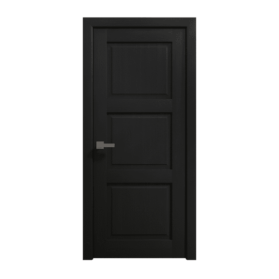 Interior Solid French Door 18 x 80 inches | Ego 5010 Painted Black Oak | Single Regular Panel Frame Handle | Bathroom Bedroom Modern Doors