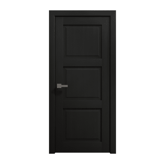 Interior Solid French Door 18 x 80 inches | Ego 5010 Painted Black Oak | Single Regular Panel Frame Handle | Bathroom Bedroom Modern Doors