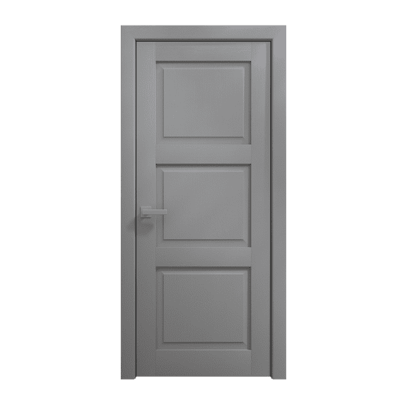 Interior Solid French Door 18 x 80 inches | Ego 5010 Painted Grey Oak | Single Regular Panel Frame Handle | Bathroom Bedroom Modern Doors