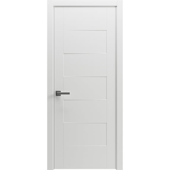 Interior Solid French Door 18" x 84" inches / Mela 0755 Painted White / Single Regular Panel Frame Handle / Bathroom Bedroom Modern Doors