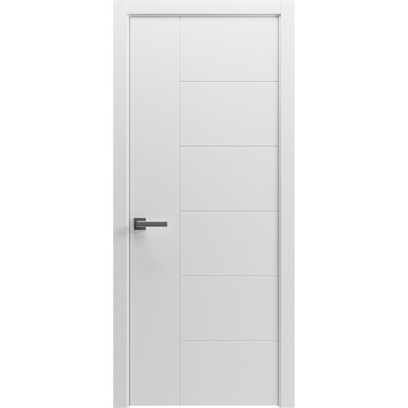 Interior Solid French Door 18" x 96" inches / Mela 0716 Painted White / Single Regular Panel Frame Handle / Bathroom Bedroom Modern Doors