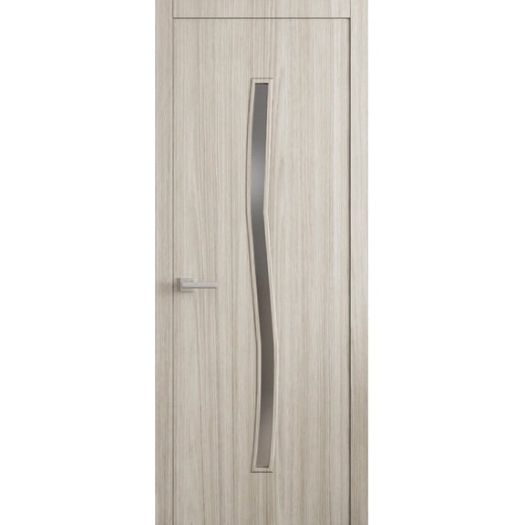 Interior Solid French Door 24 x 80 in - LUNO 2003 Oak - Single Regular Panel Frame Handle - Bathroom Bedroom Modern Doors