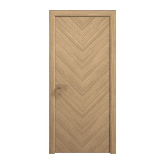 Interior Solid French Door 24 x 80 inches | Ego 5005 Natural Oak | Single Regular Panel Frame Handle | Bathroom Bedroom Modern Doors