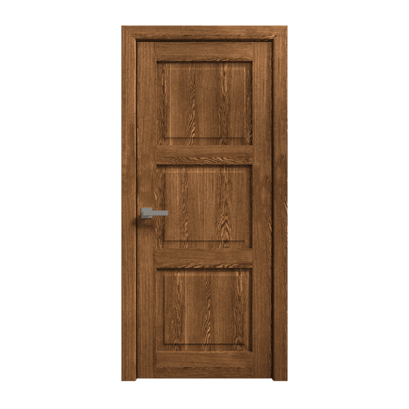 Interior Solid French Door 24 x 80 inches | Ego 5010 Cognac Oak | Single Regular Panel Frame Handle | Bathroom Bedroom Modern Doors