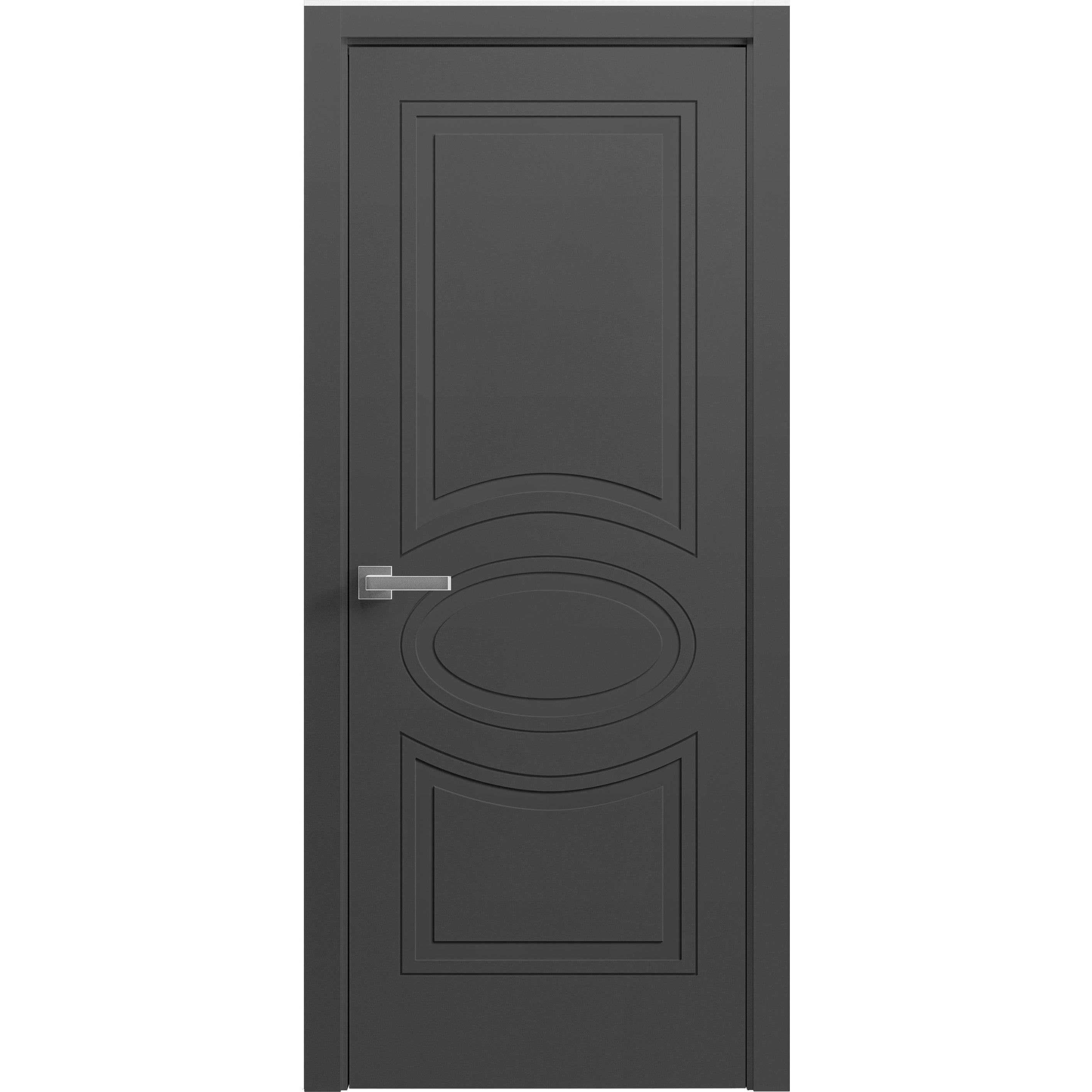 Interior Solid French Door 24" x 80" inches / Mela 7001 Painted Black / Single Regular Panel Frame Handle / Bathroom Bedroom Modern Doors