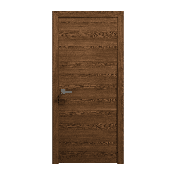 Interior Solid French Door 24 x 84 inches | Ego 5000 Cognac Oak | Single Regular Panel Frame Handle | Bathroom Bedroom Modern Doors