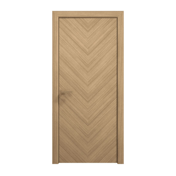 Interior Solid French Door 24 x 84 inches | Ego 5005 Natural Oak | Single Regular Panel Frame Handle | Bathroom Bedroom Modern Doors