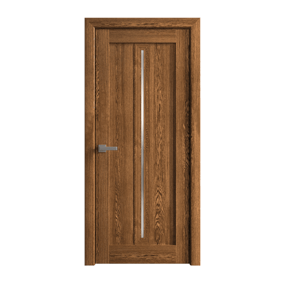 Interior Solid French Door 24 x 84 inches | Ego 5014 Cognac Oak | Single Regular Panel Frame Handle | Bathroom Bedroom Modern Doors