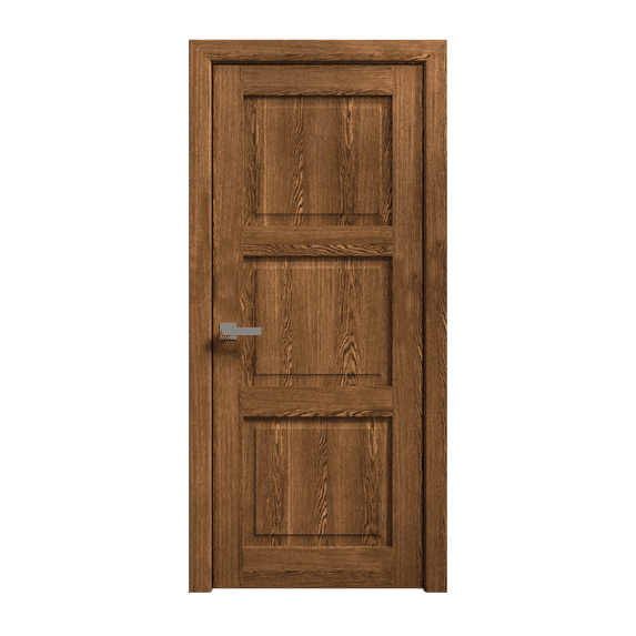 Interior Solid French Door 28 x 80 inches | Ego 5010 Cognac Oak | Single Regular Panel Frame Handle | Bathroom Bedroom Modern Doors