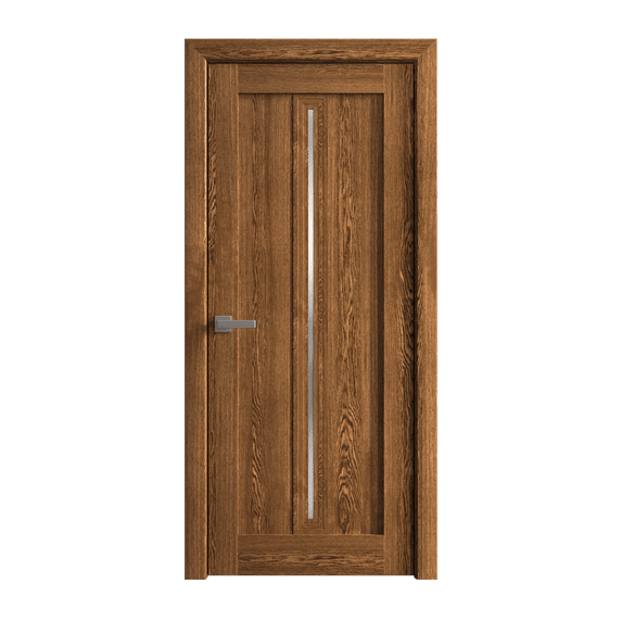 Interior Solid French Door 28 x 84 inches | Ego 5014 Cognac Oak | Single Regular Panel Frame Handle | Bathroom Bedroom Modern Doors