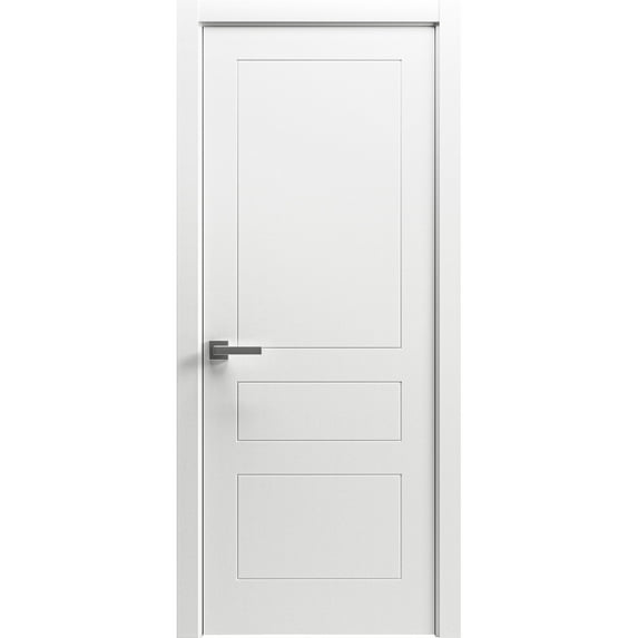 Interior Solid French Door 28" x 84" inches / Mela 0733 Painted White / Single Regular Panel Frame Handle / Bathroom Bedroom Modern Doors