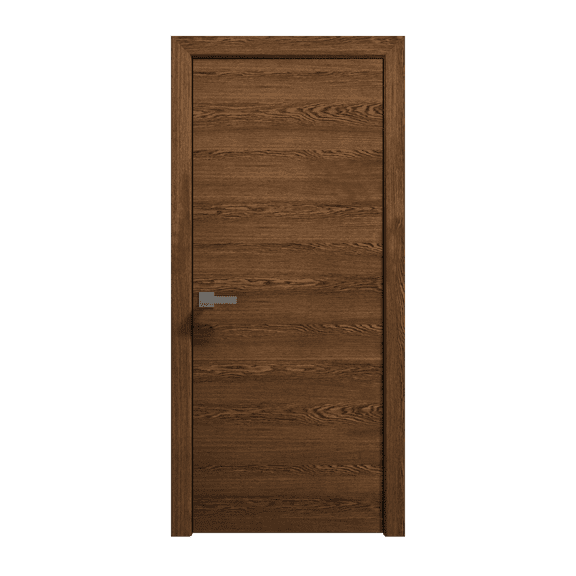 Interior Solid French Door 30 x 80 inches | Ego 5000 Cognac Oak | Single Regular Panel Frame Handle | Bathroom Bedroom Modern Doors