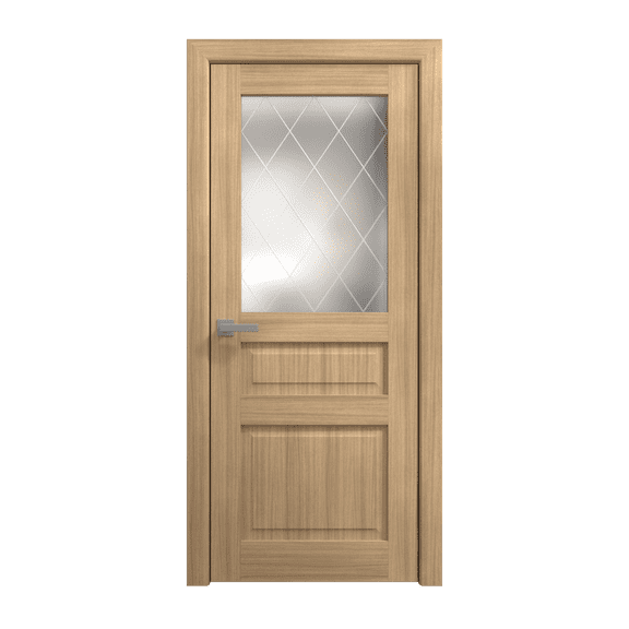 Interior Solid French Door 30 x 80 inches | Ego 5011 Natural Oak | Single Regular Panel Frame Handle | Bathroom Bedroom Modern Doors