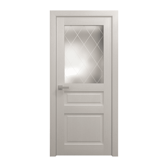 Interior Solid French Door 30 x 80 inches | Ego 5011 Painted White Oak | Single Regular Panel Frame Handle | Bathroom Bedroom Modern Doors
