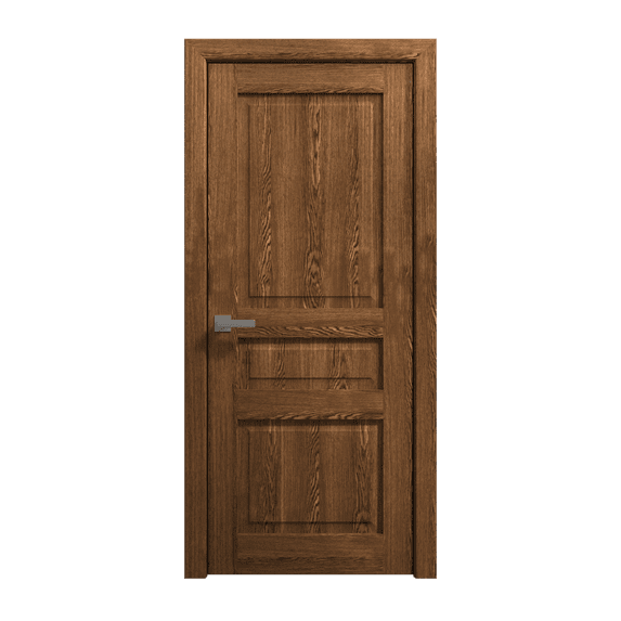 Interior Solid French Door 30 x 80 inches | Ego 5012 Cognac Oak | Single Regular Panel Frame Handle | Bathroom Bedroom Modern Doors