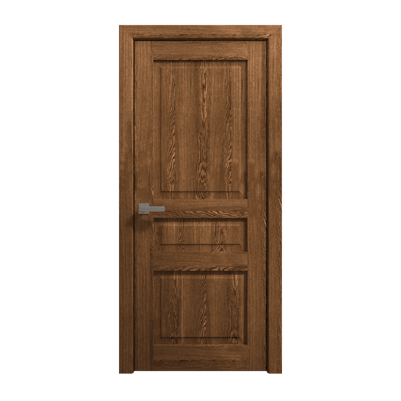 Interior Solid French Door 30 x 80 inches | Ego 5012 Cognac Oak | Single Regular Panel Frame Handle | Bathroom Bedroom Modern Doors