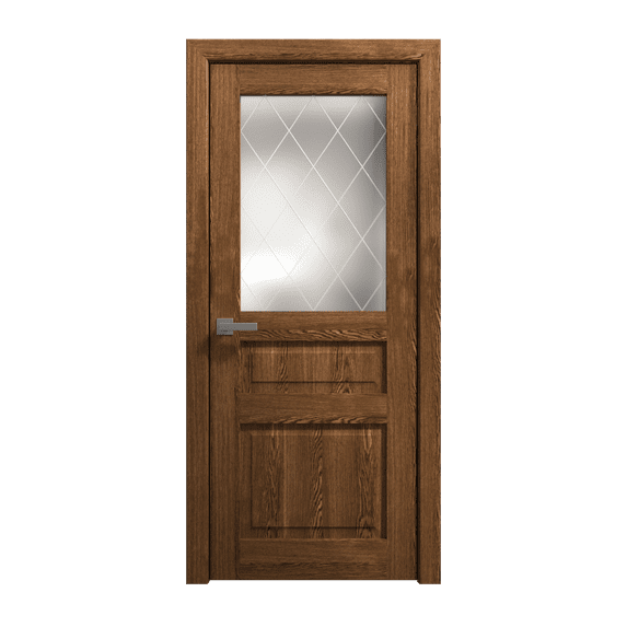 Interior Solid French Door 30 x 84 inches | Ego 5011 Cognac Oak | Single Regular Panel Frame Handle | Bathroom Bedroom Modern Doors