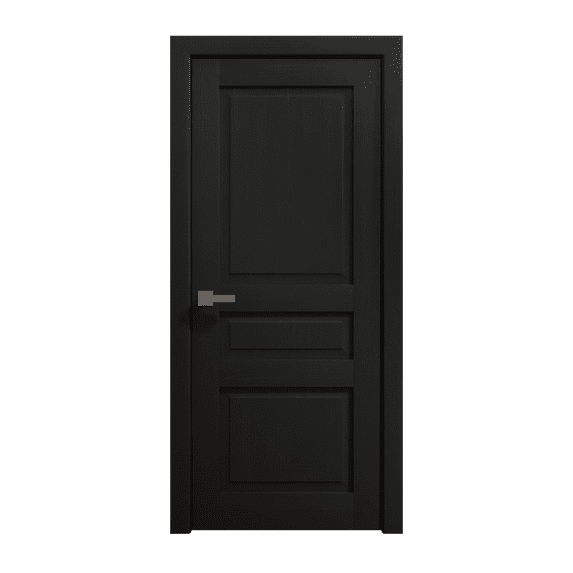 Interior Solid French Door 30 x 84 inches | Ego 5012 Painted Black Oak | Single Regular Panel Frame Handle | Bathroom Bedroom Modern Doors