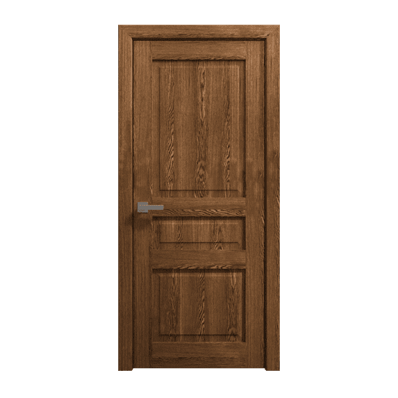 Interior Solid French Door 30 x 96 inches | Ego 5012 Cognac Oak | Single Regular Panel Frame Handle | Bathroom Bedroom Modern Doors