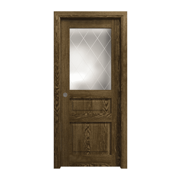 Sliding Pocket Door 32 x 80 inches | Ego 5011 Marble Oak | Kit Rail Hardware | Solid Wood Interior Bedroom Modern Doors