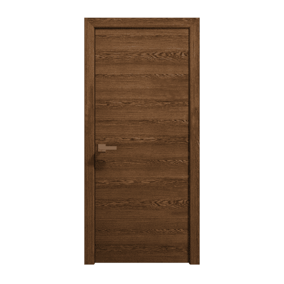 Interior Solid French Door 32 x 84 inches | Ego 5000 Cognac Oak | Single Regular Panel Frame Handle | Bathroom Bedroom Modern Doors