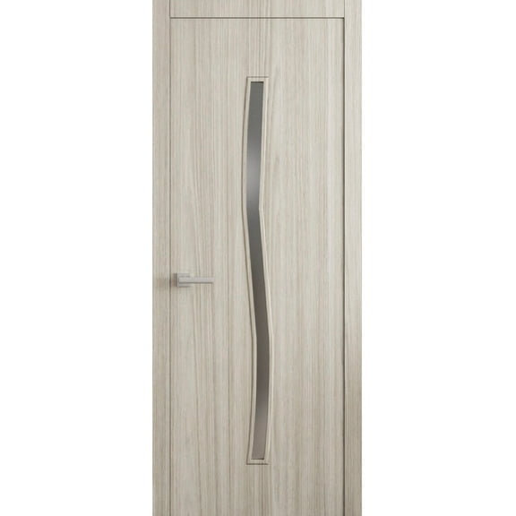 Interior Solid French Door 36 x 80 in - LUNO 2003 Oak - Single Regular Panel Frame Handle - Bathroom Bedroom Modern Doors