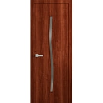 Interior Solid French Door 36 x 80 in - LUNO 2003 Walnut - Single Regular Panel Frame Handle - Bathroom Bedroom Modern Doors