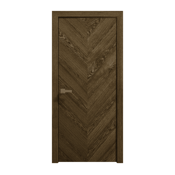 Interior Solid French Door 36 x 80 inches | Ego 5005 Marble Oak | Single Regular Panel Frame Handle | Bathroom Bedroom Modern Doors