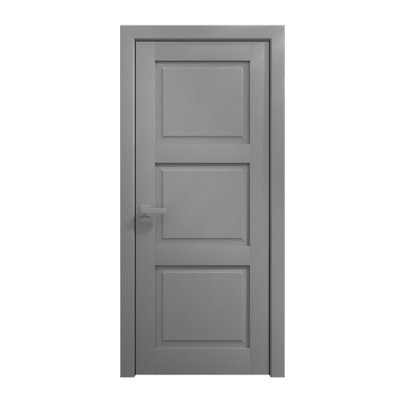 Interior Solid French Door 36 x 80 inches | Ego 5010 Painted Grey Oak | Single Regular Panel Frame Handle | Bathroom Bedroom Modern Doors