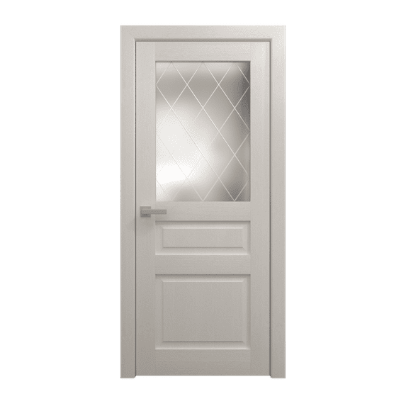 Interior Solid French Door 36 x 80 inches | Ego 5011 Painted White Oak | Single Regular Panel Frame Handle | Bathroom Bedroom Modern Doors