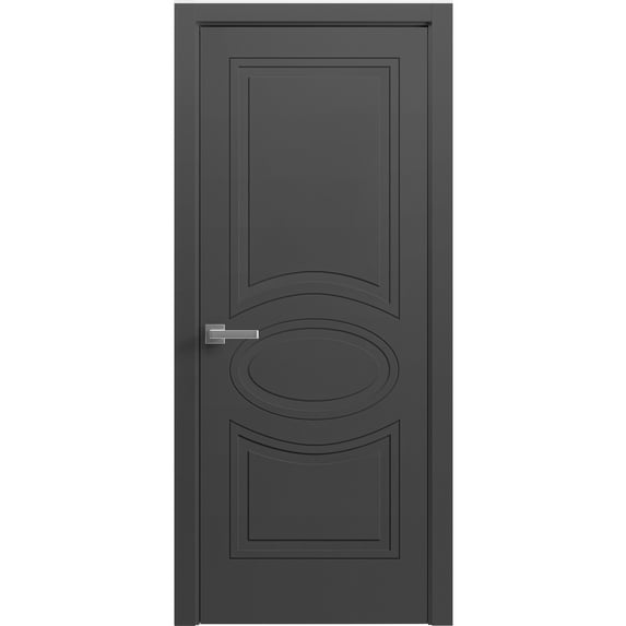Interior Solid French Door 36" x 80" inches / Mela 7001 Painted Black / Single Regular Panel Frame Handle / Bathroom Bedroom Modern Doors