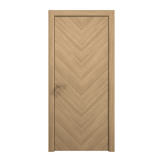 Interior Solid French Door 36 x 96 inches | Ego 5005 Natural Oak | Single Regular Panel Frame Handle | Bathroom Bedroom Modern Doors