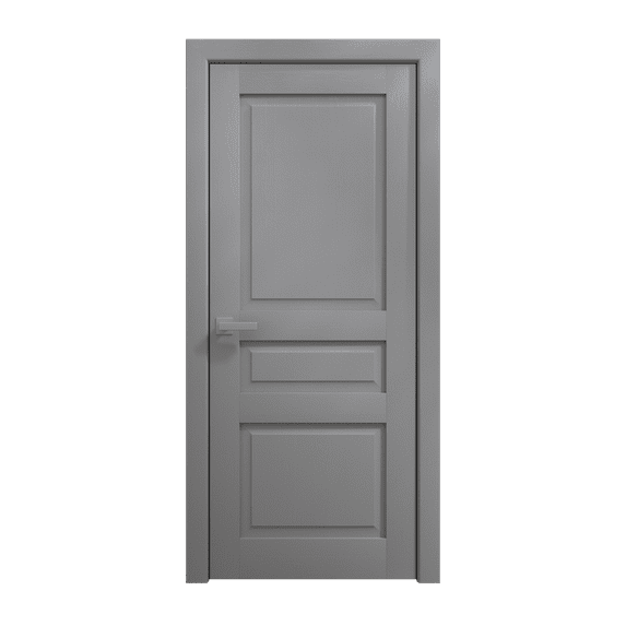 Interior Solid French Door 36 x 96 inches | Ego 5012 Painted Grey Oak | Single Regular Panel Frame Handle | Bathroom Bedroom Modern Doors