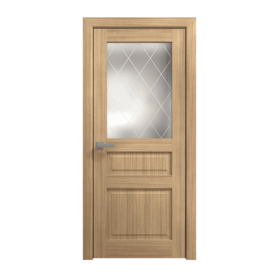 Interior Solid French Door 42 x 80 inches | Ego 5011 Natural Oak | Single Regular Panel Frame Handle | Bathroom Bedroom Modern Doors