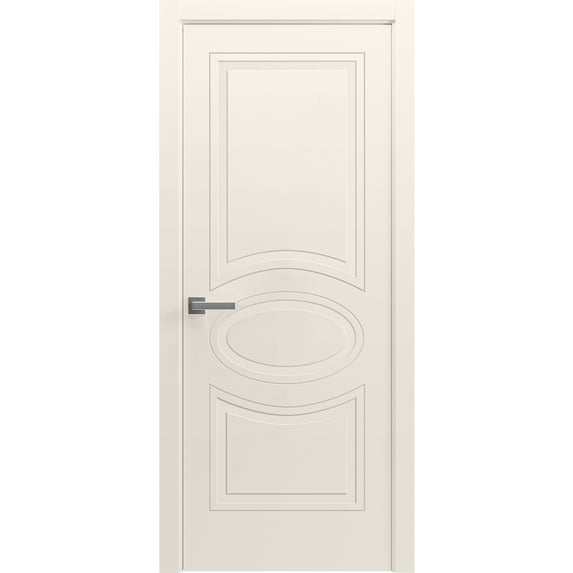 Interior Solid French Door 42" x 84" inches / Mela 7001 Painted Creamy / Single Regular Panel Frame Handle / Bathroom Bedroom Modern Doors