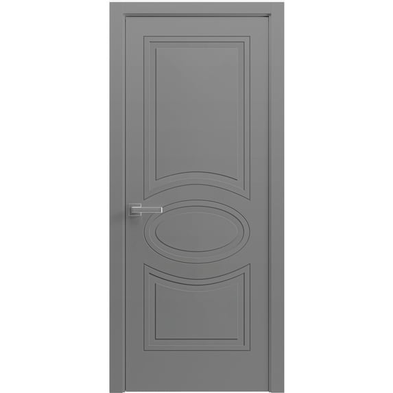 Interior Solid French Door 42" x 96" inches / Mela 7001 Painted Grey / Single Regular Panel Frame Handle / Bathroom Bedroom Modern Doors